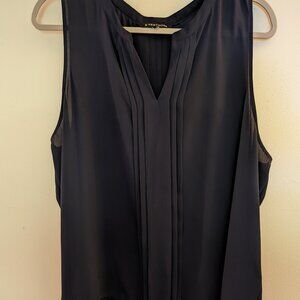 41 Hawthorn Breyson Pleat Detail Split Neck Blouse, Size XXL, Navy